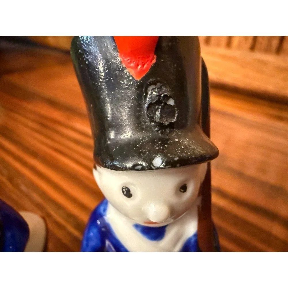 Vintage Japan Toy Soldier Salt Pepper Shakers Military Guards Pair Corks